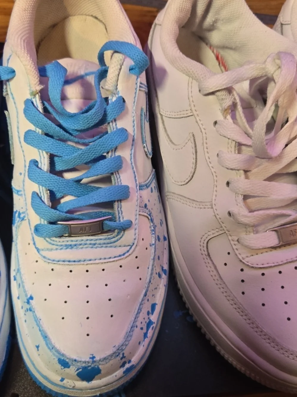 Nike Kids White Sneakers with Light Blue Accent Details